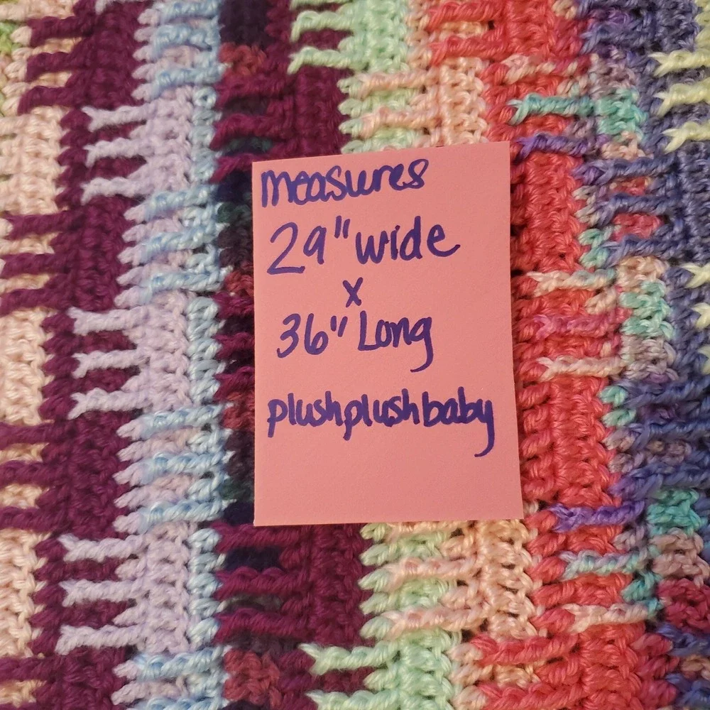 SOFT Geometric Pink Purple Blue Greens Interlocking Stripes Baby Blanket 24 X 36